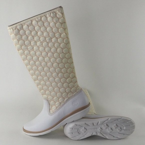 Timberland Kickadillaquilt Womens Boots White Leather 14In Vintage - Picture 10 of 12